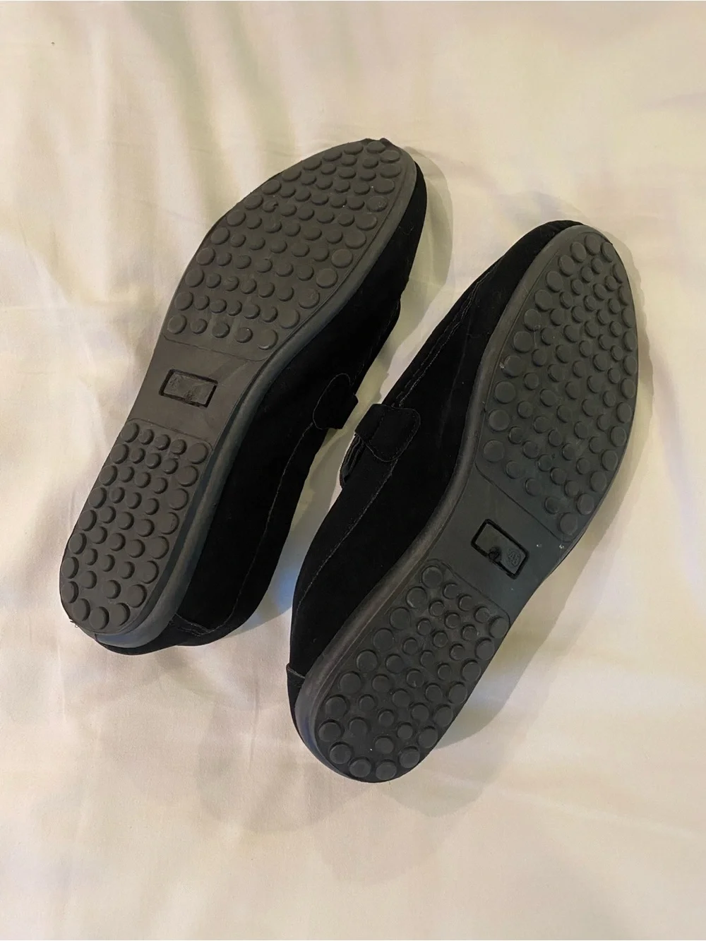 Black Faux‎ Suede Men's Slip-On Loafers with Gold Detail